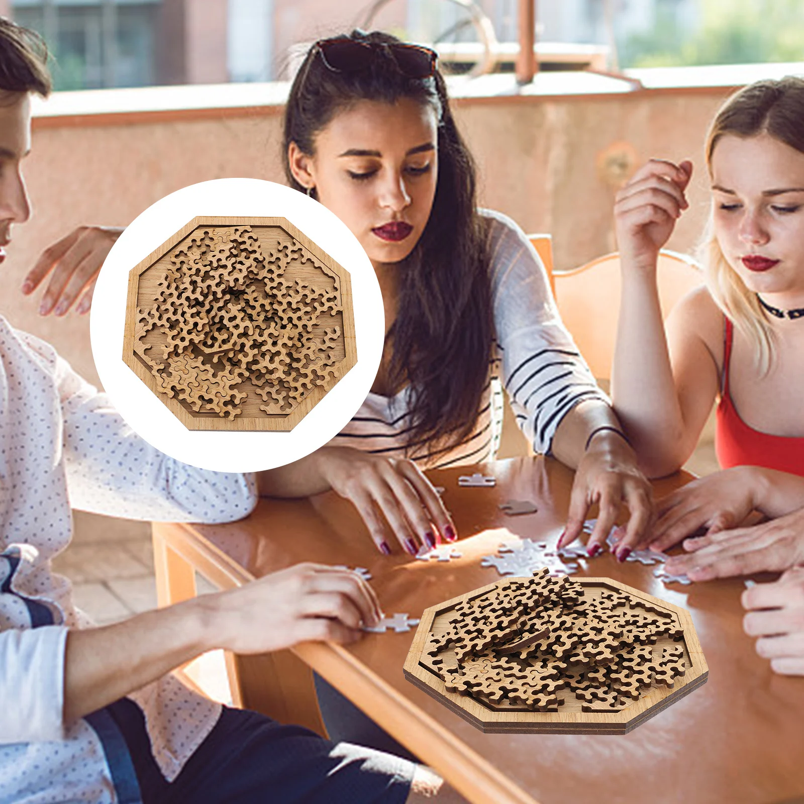 1-set houten puzzelspeelgoed, moeilijk puzzelspel voor volwassenen en kinderen, intellectuele hersenkraker, kerstverjaardagscadeau, houten