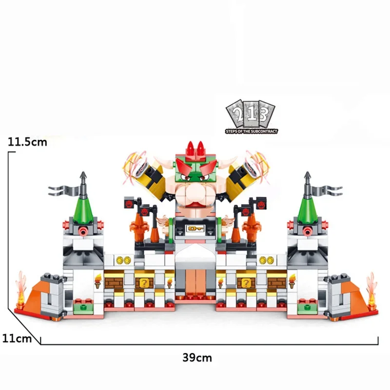 Supers Boss Peaches Mushroom Battle Princess Brothers Castle Display Model Building Block Bricks Gift Set Kid Children