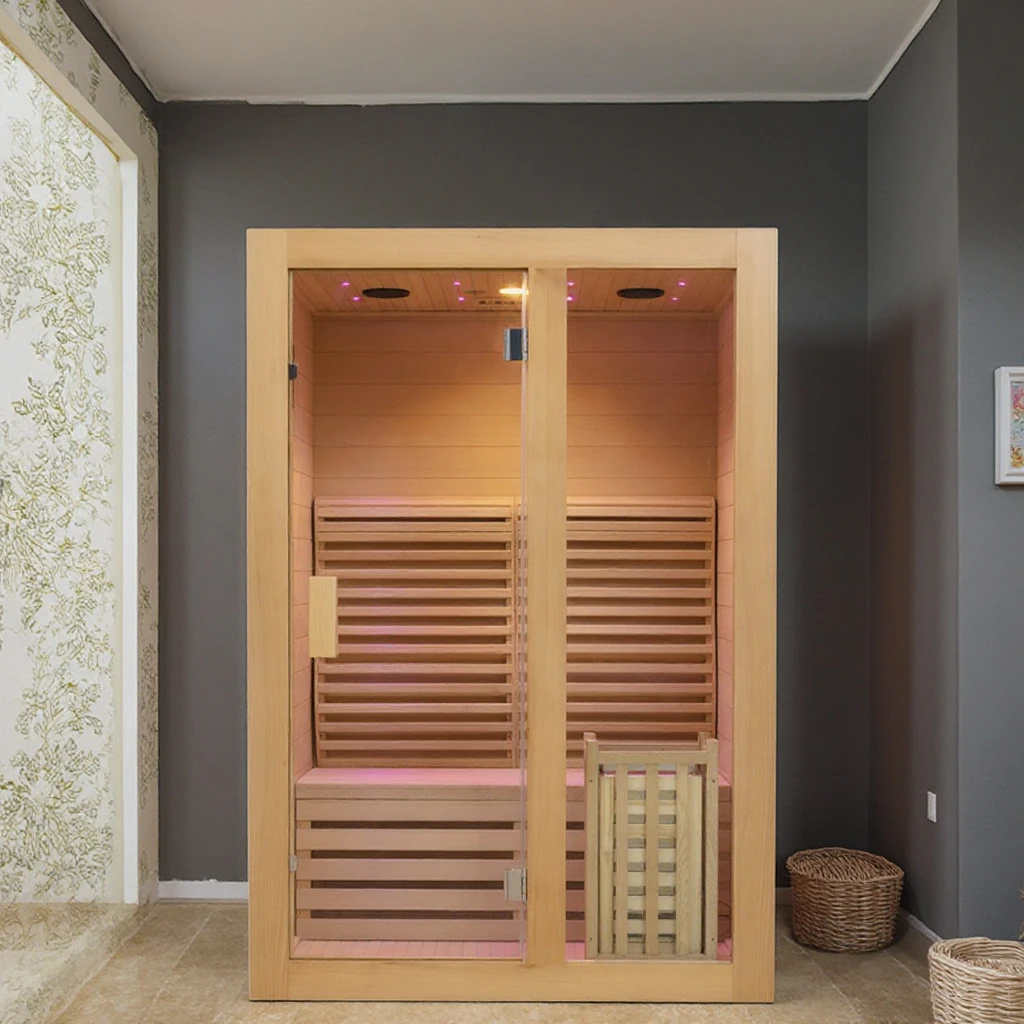 Venda quente Sauna tradicional luz infravermelha distante portátil banho de gelo 4 pessoas espectro completo sauna interior mini sauna