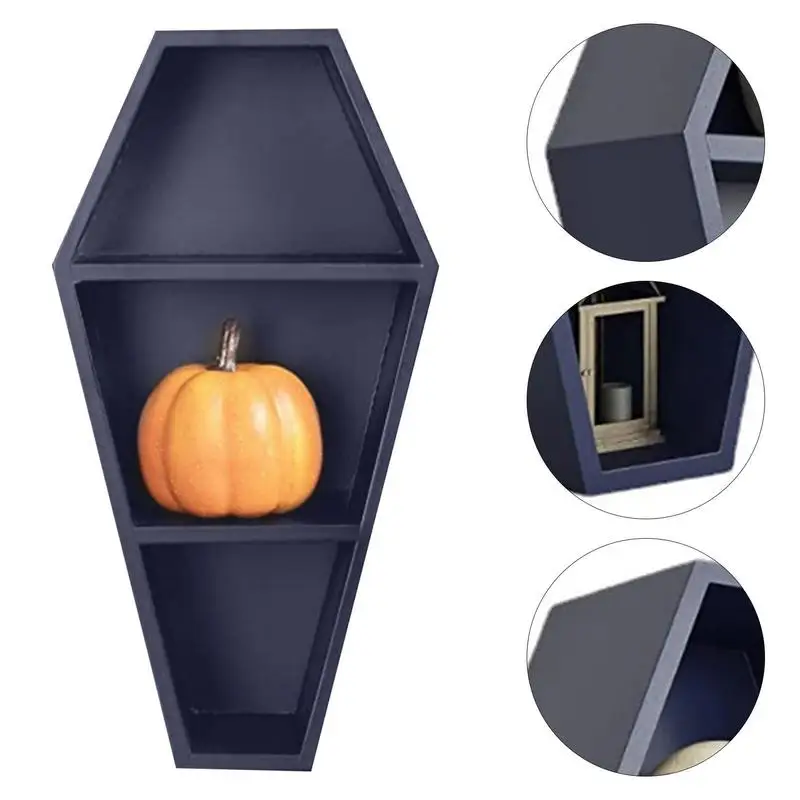 Gothic Style Coffin Storage Rack for Haunted House Coffin Model Shelf Bathroom Desktop Ornaments Prank Candy Box Halloween Props