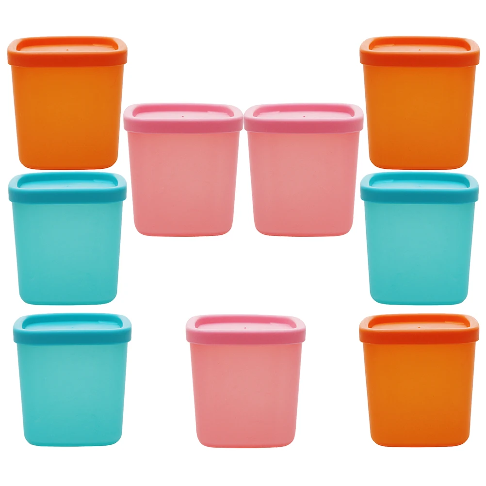 

9pcs Mini Food Storage Containers 230ml Sealed Boxes for Fruit Salad Nut Refrigerator PE PP Blue Pink
