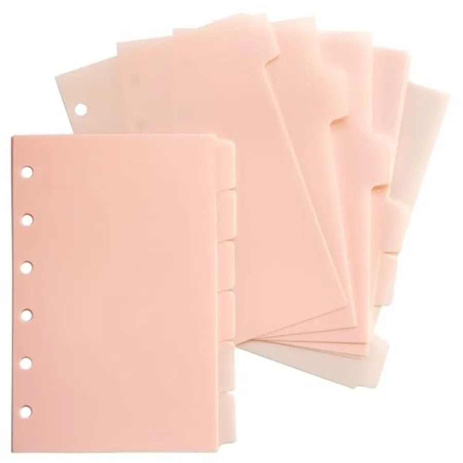 

Dividers for 6 Ring Binder, 1/6 Cut Tabs, A7 Sturdy Plastic Binder Divider, Insertable Notebook Planner Tab, 2 Sets, 12 pcs for