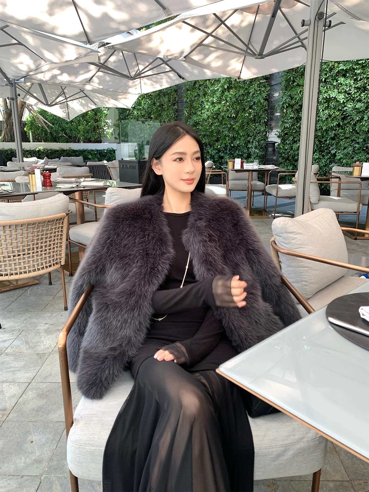 

ZhouMiao экологически чистое меховое пальто женская теплая верхняя одежда двухцветное рукоделие H-образное Sli Commute Sle