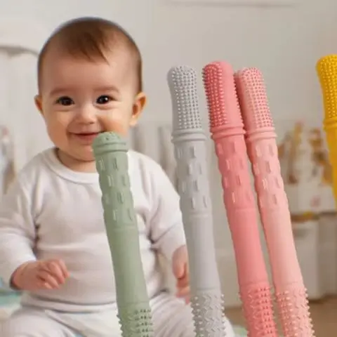 الوليد التسنين أنبوب المولي القش عضاضة لعبة الأطفال لينة سيليكون جوفاء المولي عصا لعبة هدية