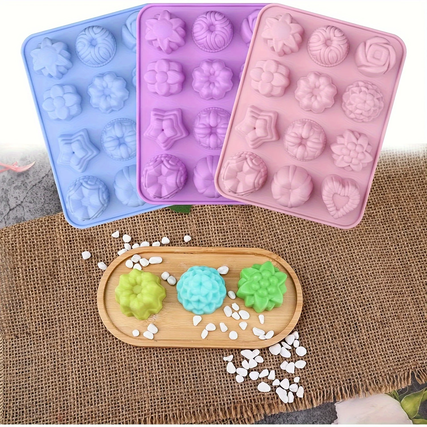 1pc Silicone Flower Soap Molds for Soap Making Lotion Bars Bath Bombs Durable Easy Release and Flexible Mold Tray