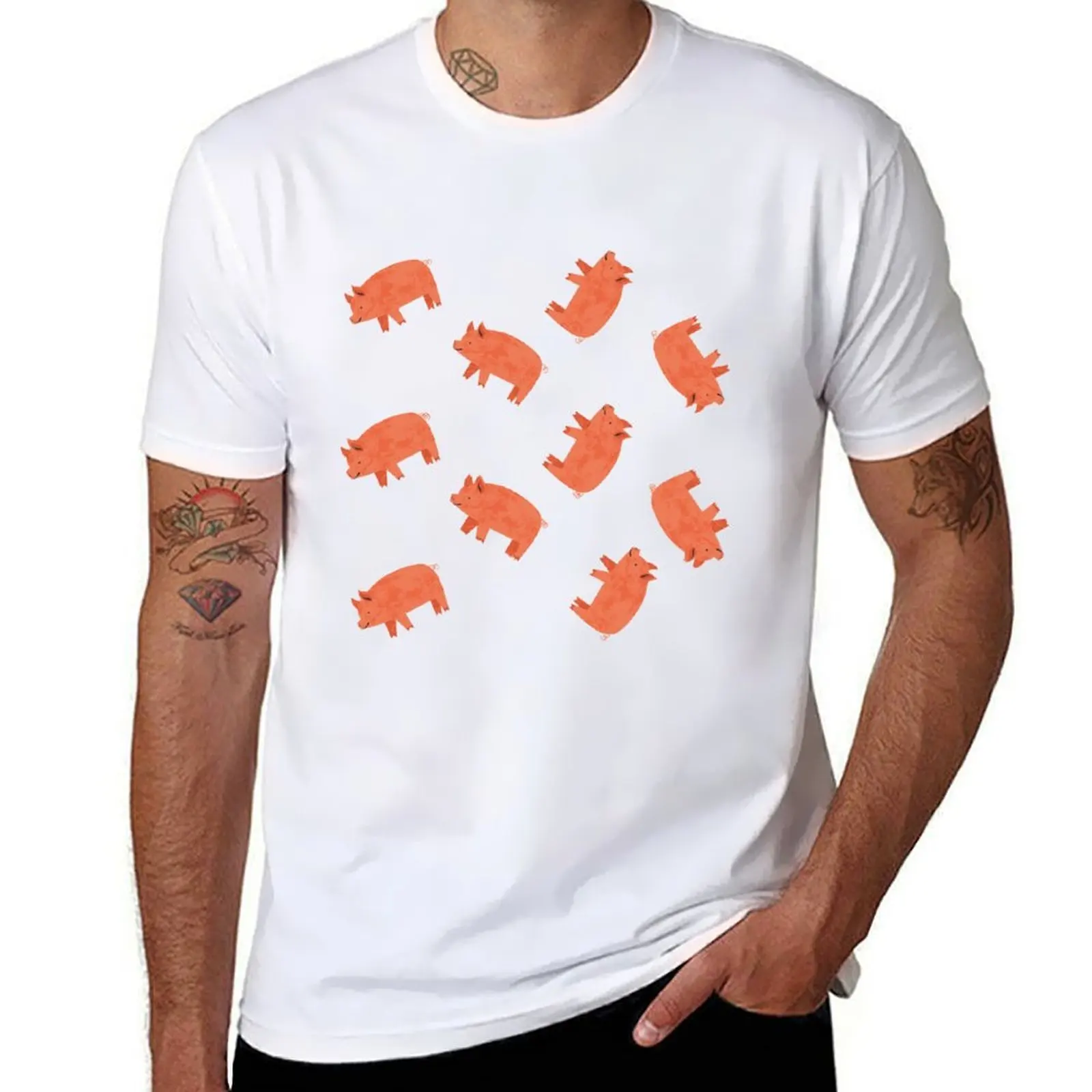 

Pink Pig Patterns T-Shirt man t shirts for men t shirts for man cotton T-Shirt