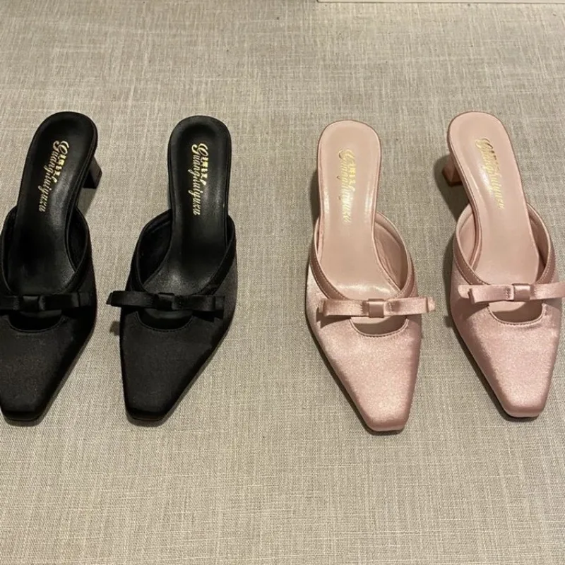 

New Style Popular Designer Spring Luxury Heel Women Mules Slippers Fashion Shallow Slip on Shoes Ladies Casual Outdoor Sandals