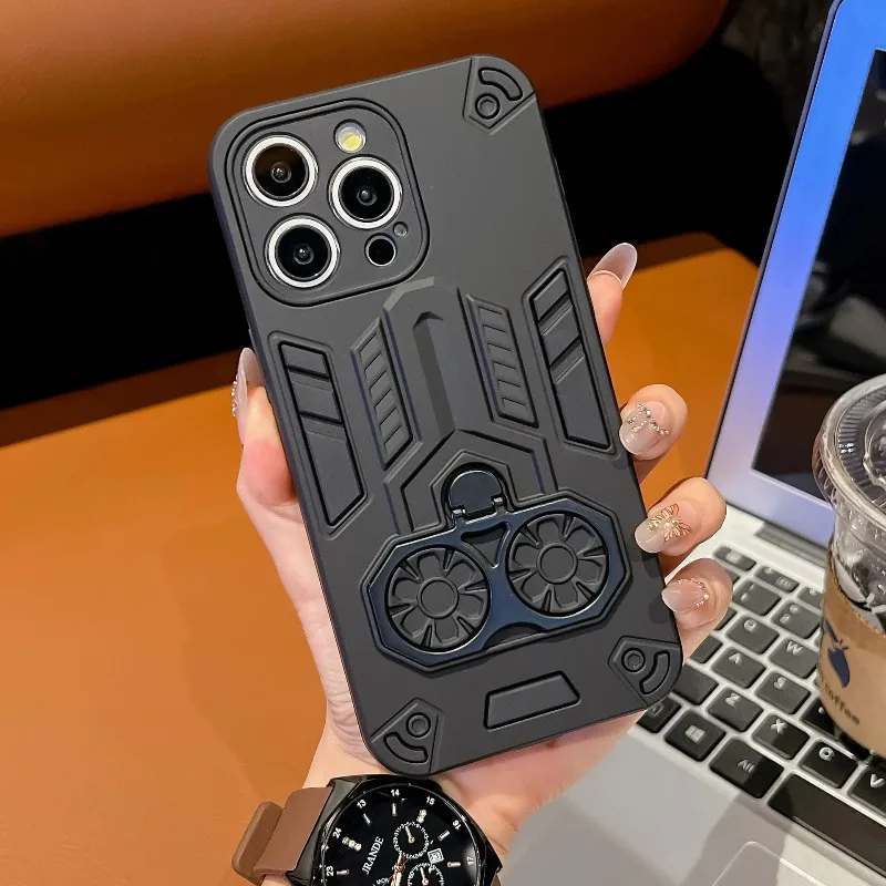 

Роскошный военный бронированный чехол для телефона для IPhone 17 Air 16 15 Pro Max Plus, защитный чехол с кольцом-держателем, чехол Fundas