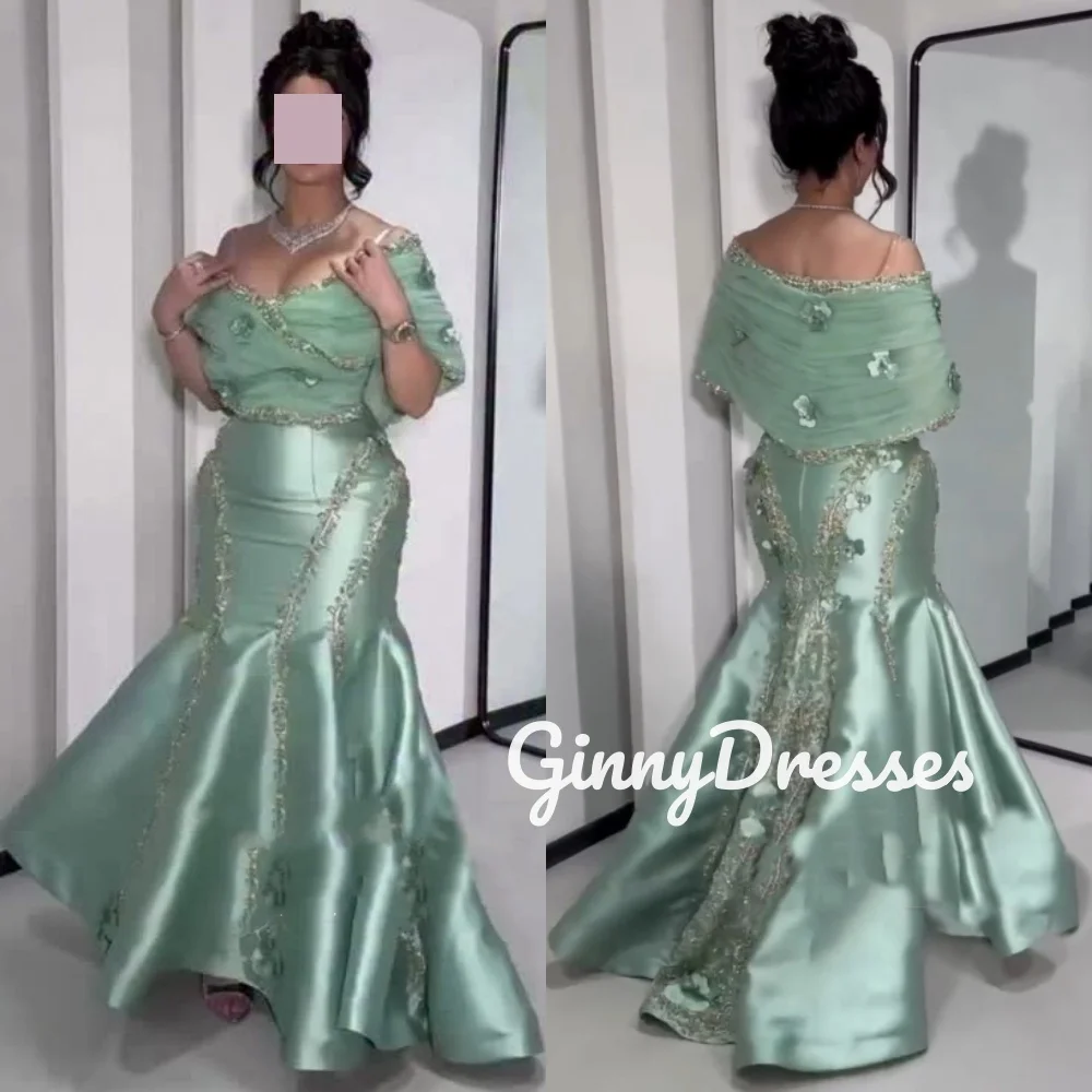 

Роскошное вечернее платье в Дубае на заказ Русалка с открытыми плечами и короткими рукавами Платья для выпускного вечера Кружева длиной до пола для торжественных случаев D