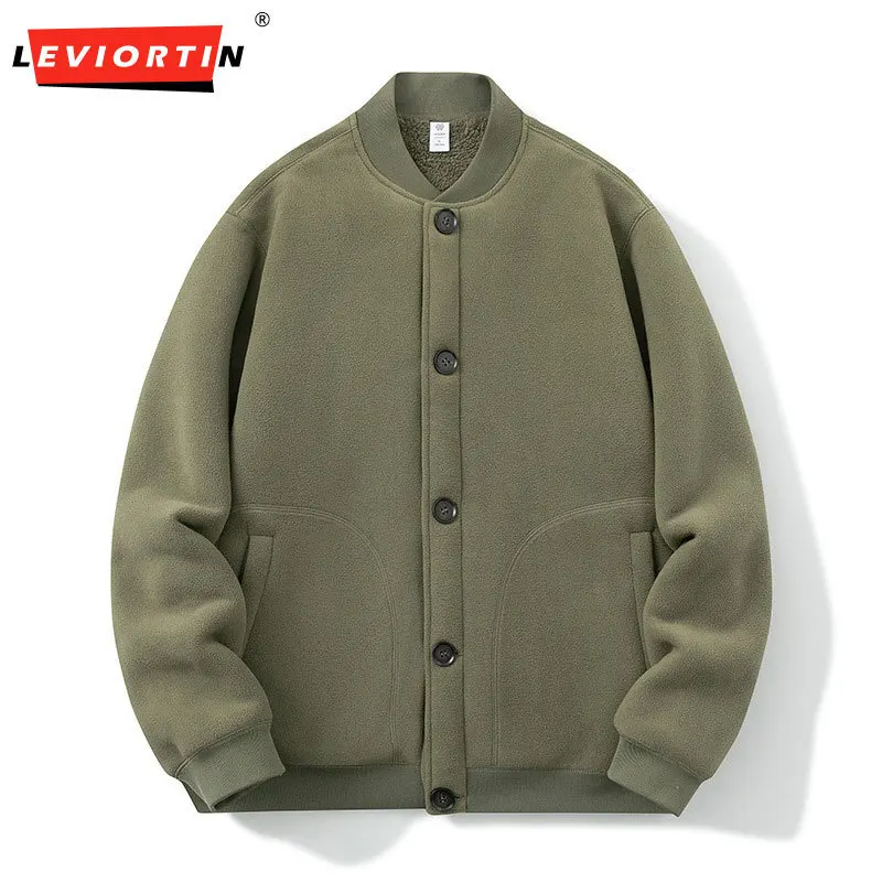 

2025 Autumn/Winter Men's Trendy American Retro Fashion Baseball Collar Fleece Warm and Durable, Windproof Loose Versatile Coat