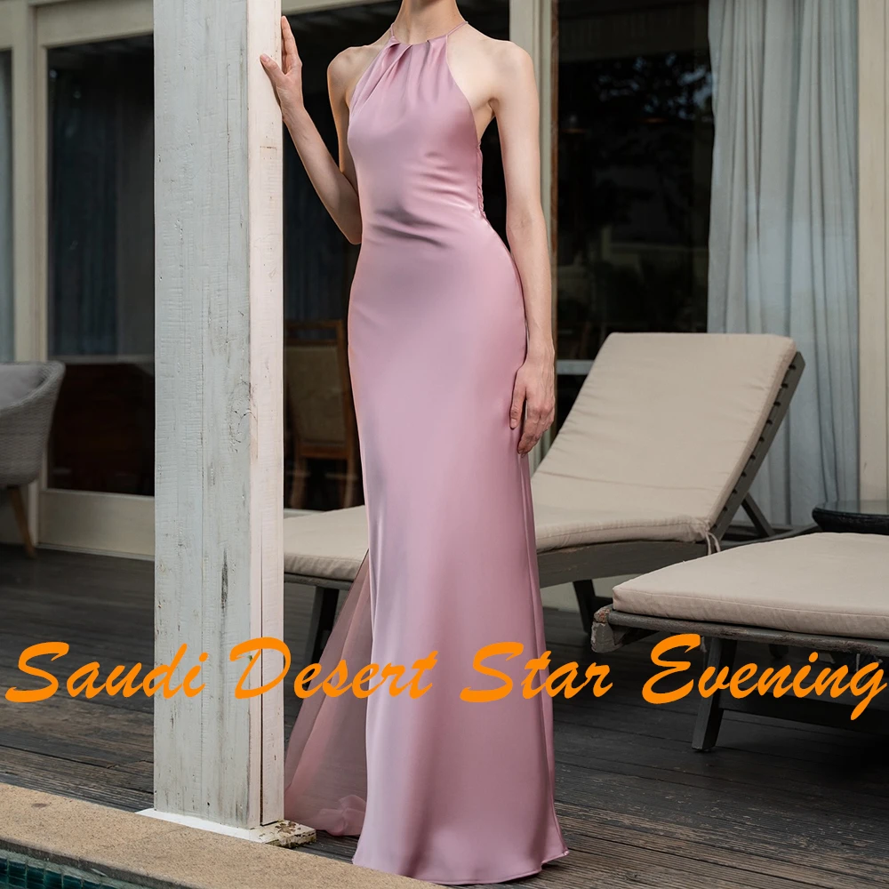 Robe de Soirée Sirène en Satin, Dos auxet Dos aux, Vêtement Sexy et Élégant avec Traîne Plissée