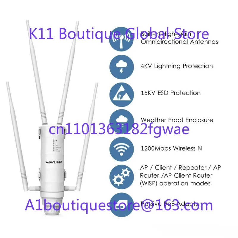 AC1200 waterproof outdoor WiFi range expander dual band wireless ap 2.4G/5g dual band high power outdoor router