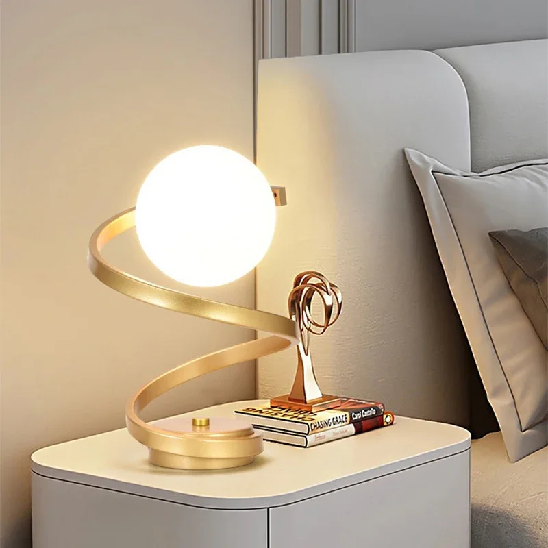 Nordic LED Table Lamps Indoor Lighting Switch Button Bedroom Bedside Living Room Restaurant Home Decoration Retro Glass Desk Lam