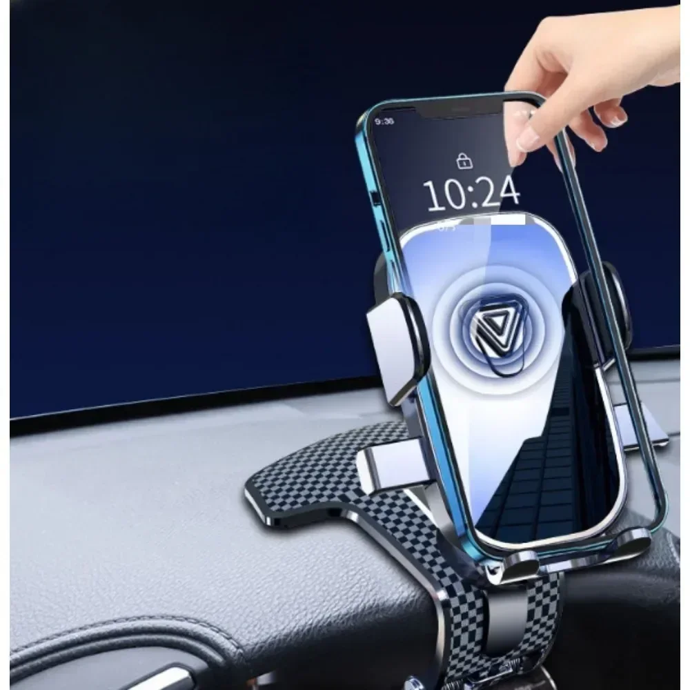 2025 جديد حامل هاتف لوحة سيارة الجاذبية التمساح كليب التلقائي قفل مرآة حامل هاتف العالمي لتحديد المواقع والملاحة جبل #6