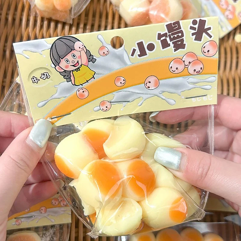 창의적이고 귀여운 끈적끈적한 TPR 작은 빵 모양 스트레스 해소 피젯 장난감 미니 릴리프 스퀴즈 장난감 어린이 파티 축제 선물