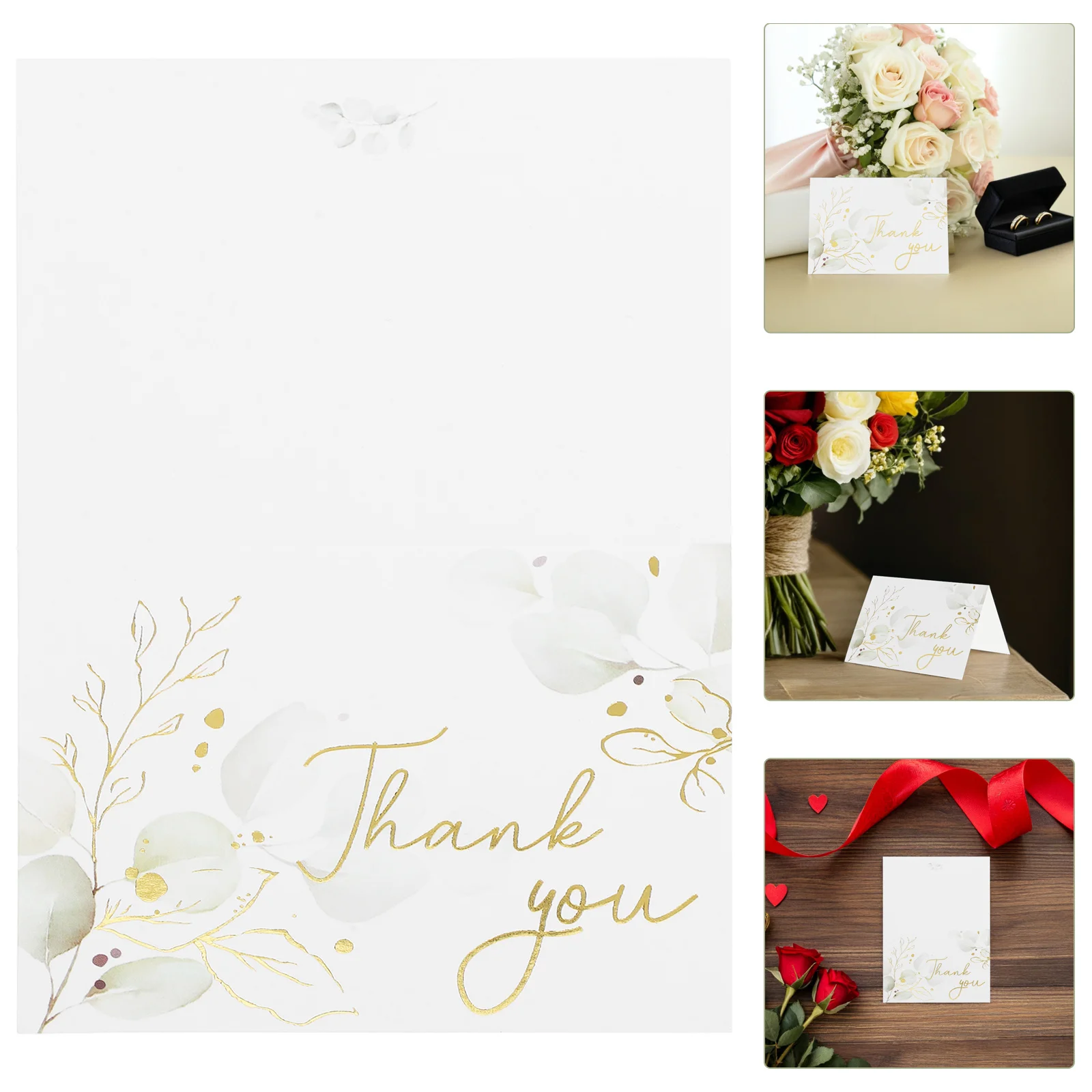 

50pcs Floral Greeting Cards Watercolor Gold Foil Elegant Thank You Cards For Birthday Holiday Teacher Appreciation Flower