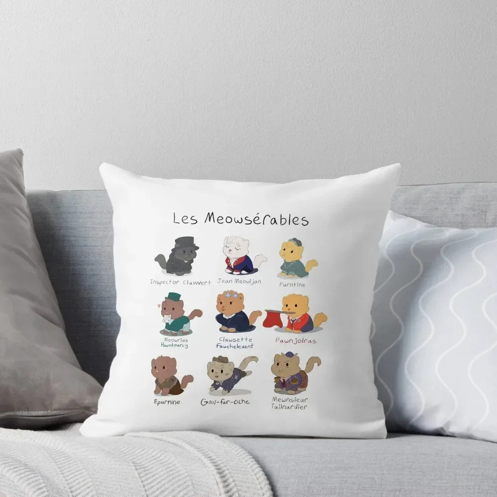 Cute Les Miserables Cat Pun (Les Meowserables) Throw Pillow Luxury Pillow Case Decorative Sofa Cushion pillow