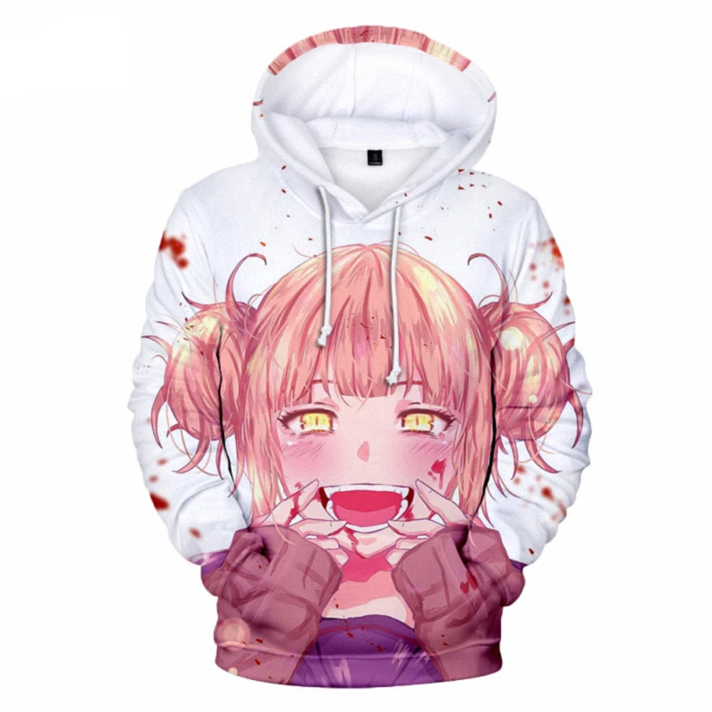 Homens e mulheres Himiko Toga Anime Hoodies, pulôver casual, moletons My Hero Academia, com capuz Harajuku, High Street, moda