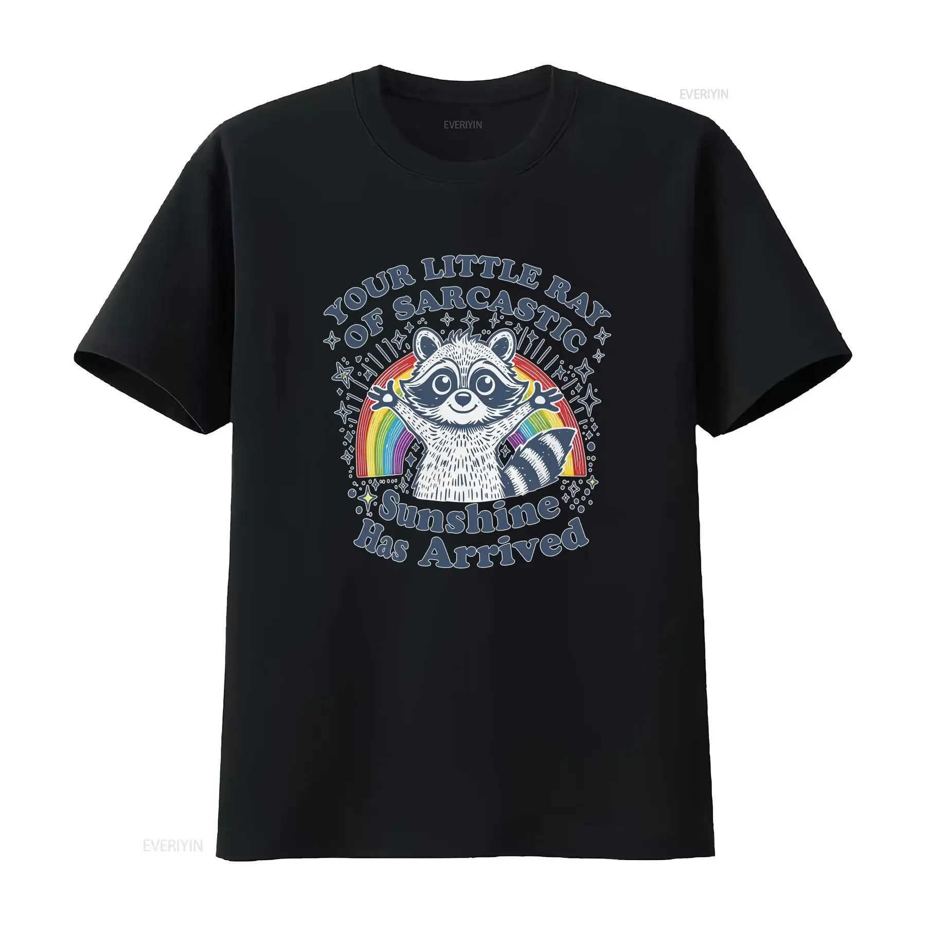 Funny Raccoon T Shirt Your Little Ray Of Sarcastic Sunshine Has Arrived Rainbow Humor For Men And Women vintage Washed fashion
