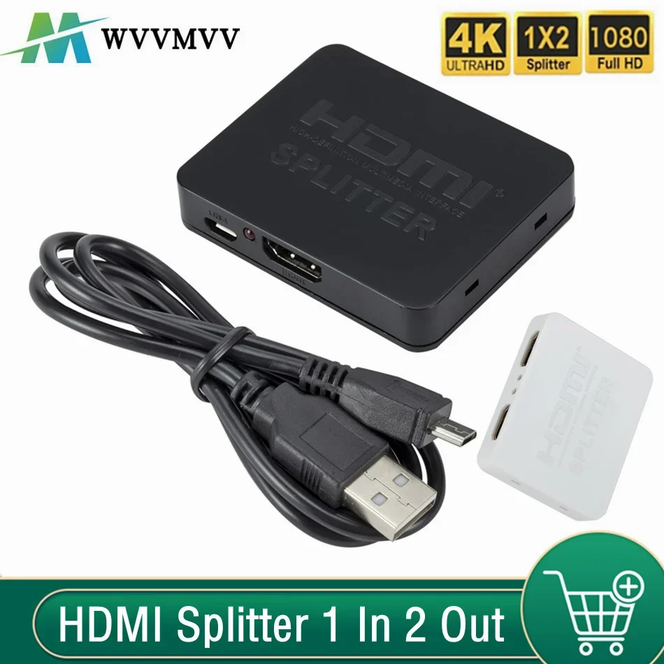 Splitter kompatybilny z HDMI 1 w 2 na 1080P 4K 1x2 Stripper 3D Splitter moc wzmacniacz sygnału 4K rozdzielacz HDMI dla HDTV Xbox PS3