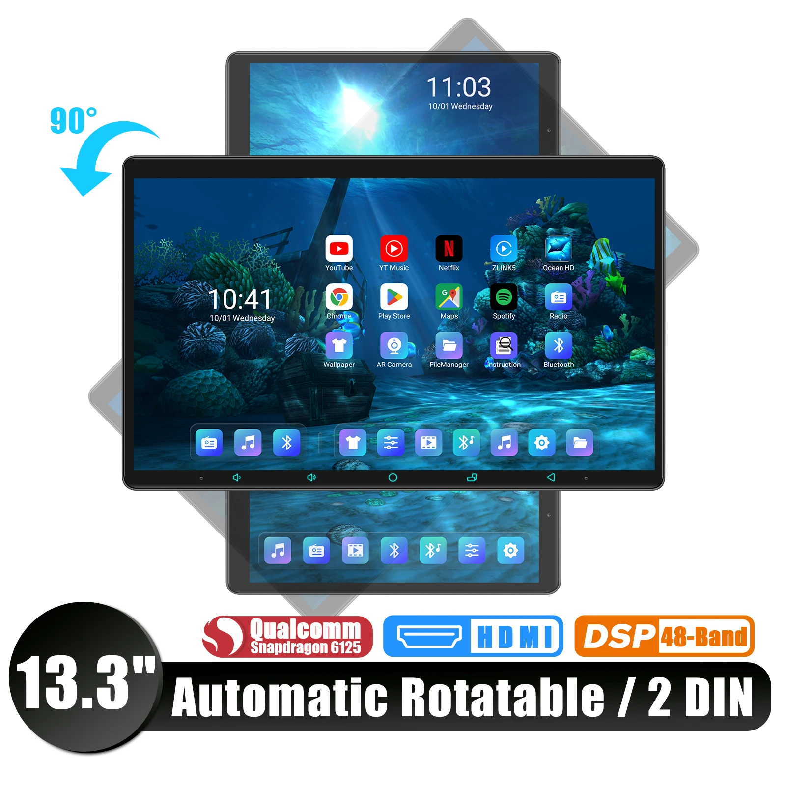 JOYING 13.3 Inch 1920*1080 8G 128G Universal Car Radio Stereo Android Head Unit Multimedia Video Player With Auto-Rotated Screen