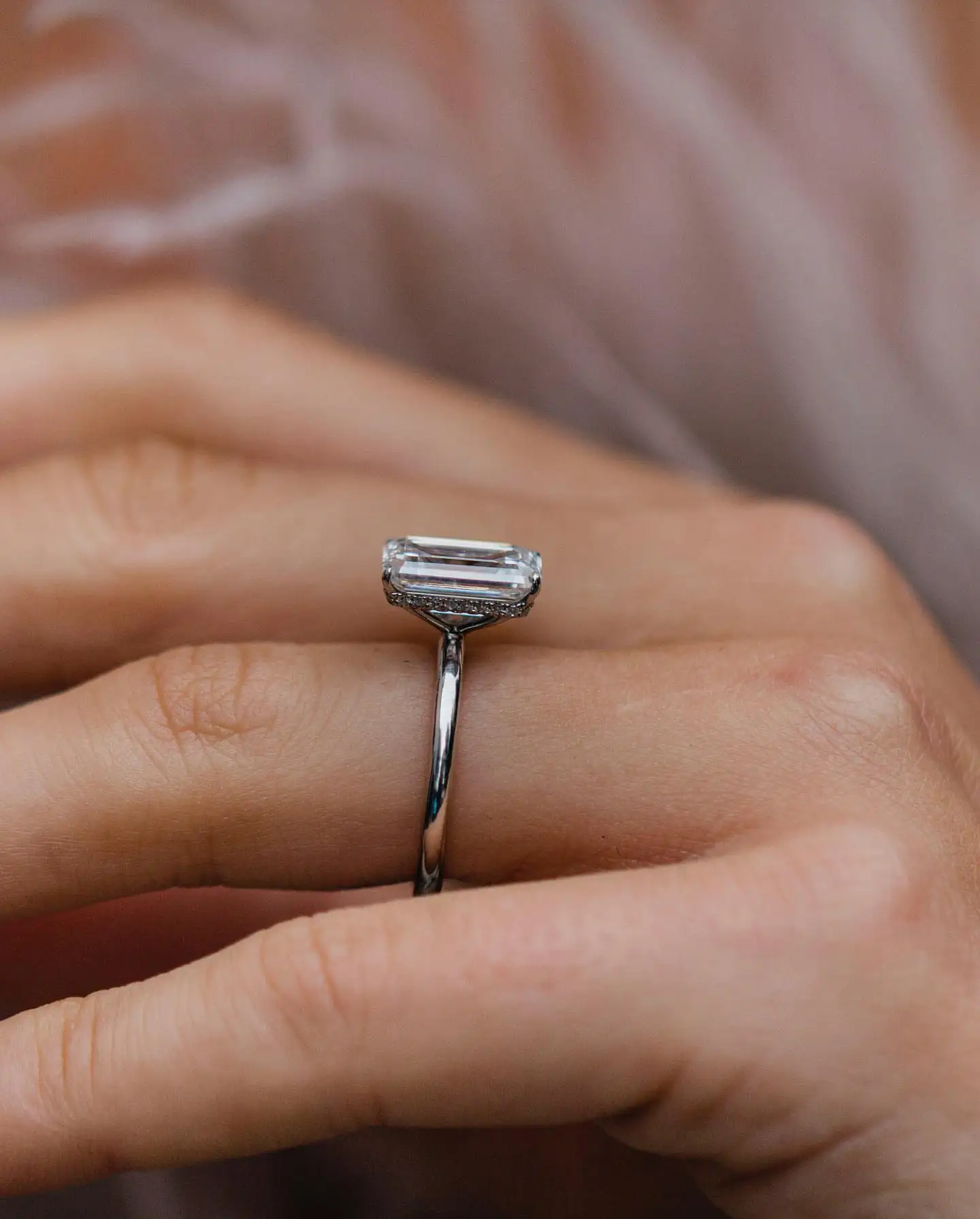 Elongated Emerald Cut 3.5CT Moissanite Solitaire Ring, 10.5×7mm Main Stone, Solid 18K Gold Fine Jewelry, Engagement Wedding Anniversary Bridal Gift For Women view 6