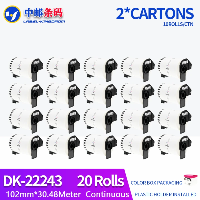 

20 Rolls Generic DK-22243 Label 102mm*30.48Meter Compatible for Brother Printer QL-1050/1060N All Come With Plastic Holder