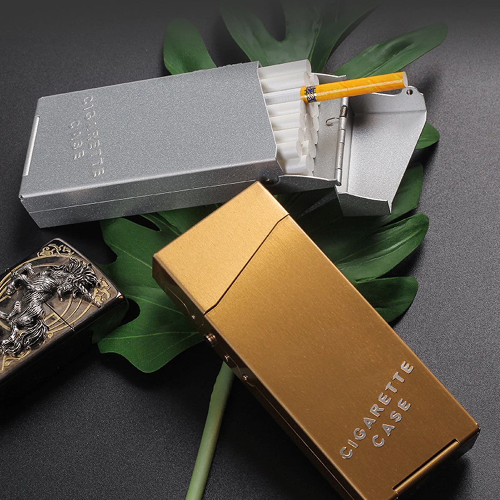 Portable Metal Cigarette Case Creative Automatic Pop-up Cigarette Box Long Style Cigarette Box Pocket Size Smoking Accessories