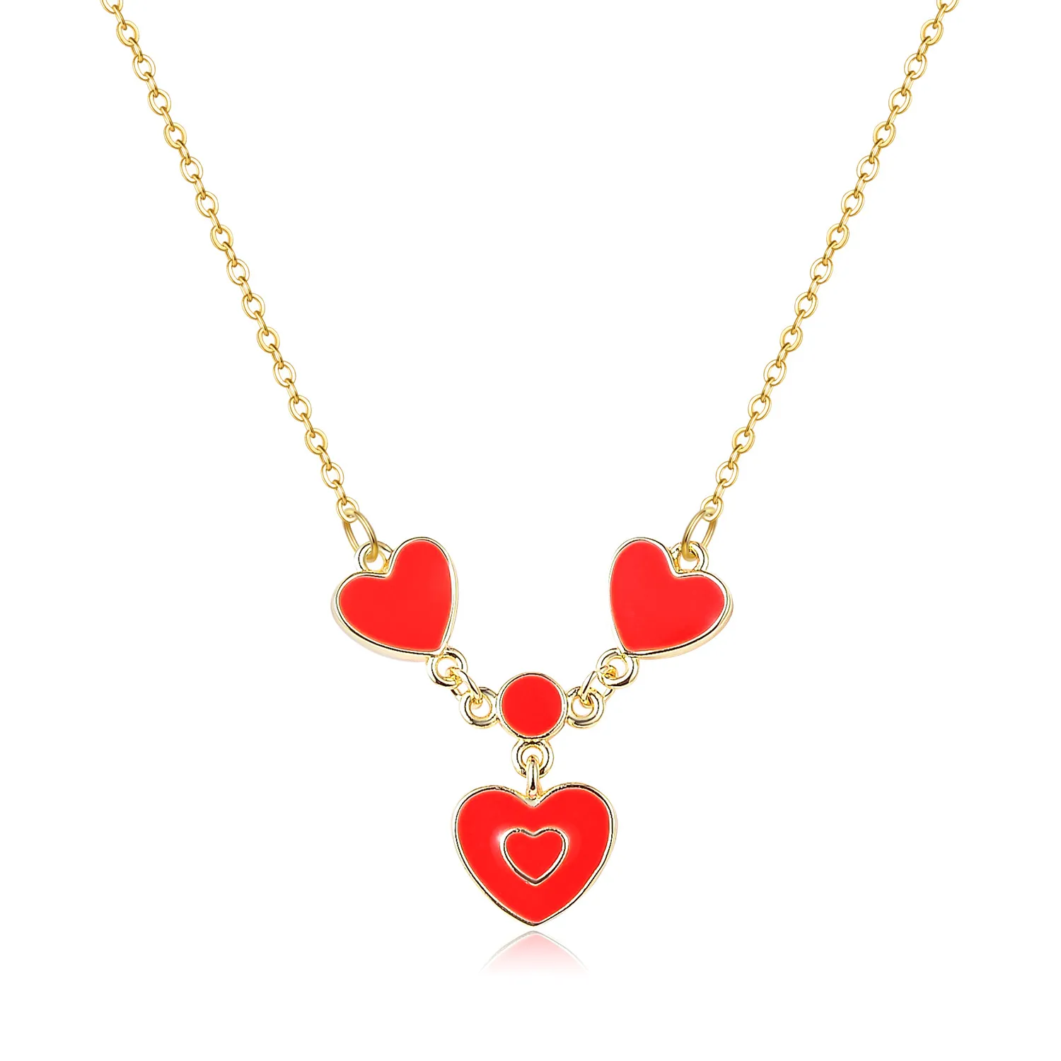 Cute Heart Necklace With Ink Charm Colorful Choker Pendant for Girls Child Kids