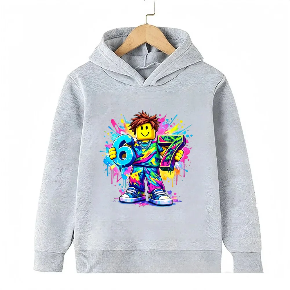 New Roblox Game 67 Digital Print Kids Autumn and Winter Hoodie for Boys and Girls Casual Top Childrens Cartoon Graphic Tops