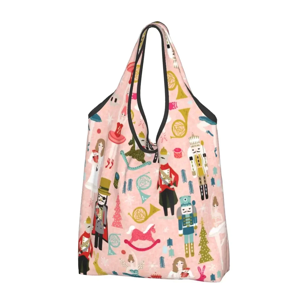 Kawaii Printed Nutcracker Ballet Dancer Tote Shopping Bag Portable Shoulder Shopper Handbag