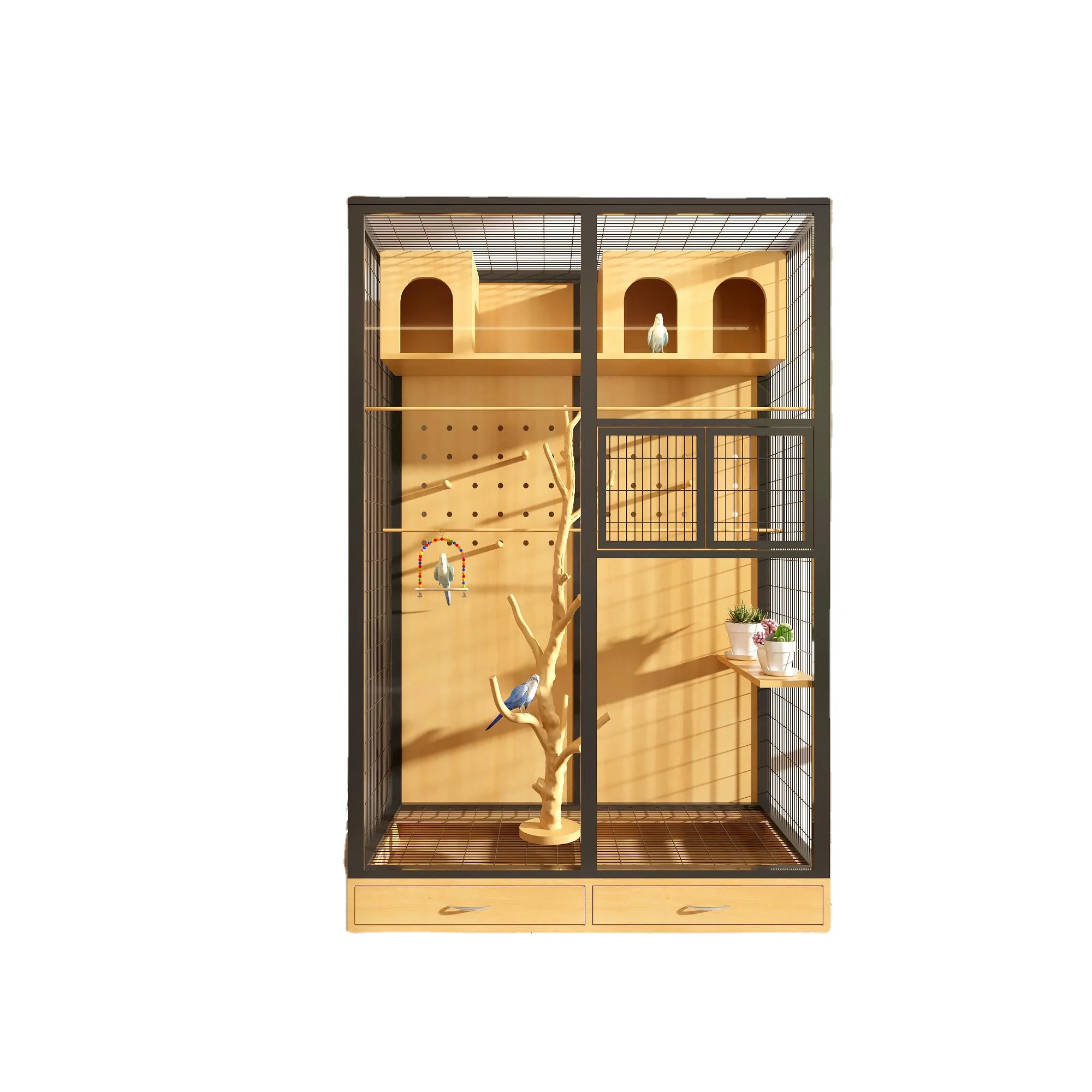 

Гнездо из закаленного стекла, витрина, клетка для попугая, роскошная большая птичья вилла, дом, деревянная клетка для птиц