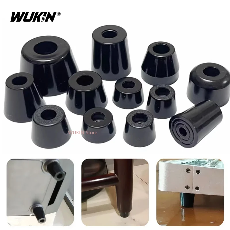 Black Tapered Furniture Bed Table Anti Slip Feet Pad Rubber Shock Pad Floor Protector Furniture Parts