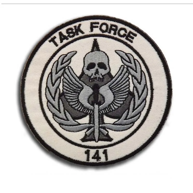 Geistergesichtsmaske, Totenkopf, Task Force 141, Taktisches Emblem, Kleidungsapplikation, Stickerei-Patch, Militärrucksack-Armband, Moral-Abzeichen – Detail 8
