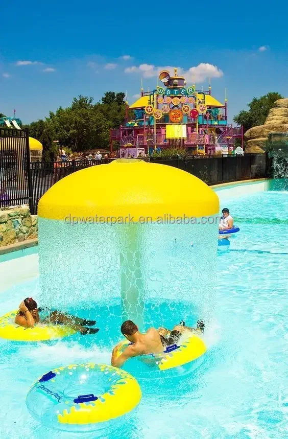 Water play rides waterspout kids pool water umbrella aqua park 1.8m diameter fiberglass mushroom waterfall