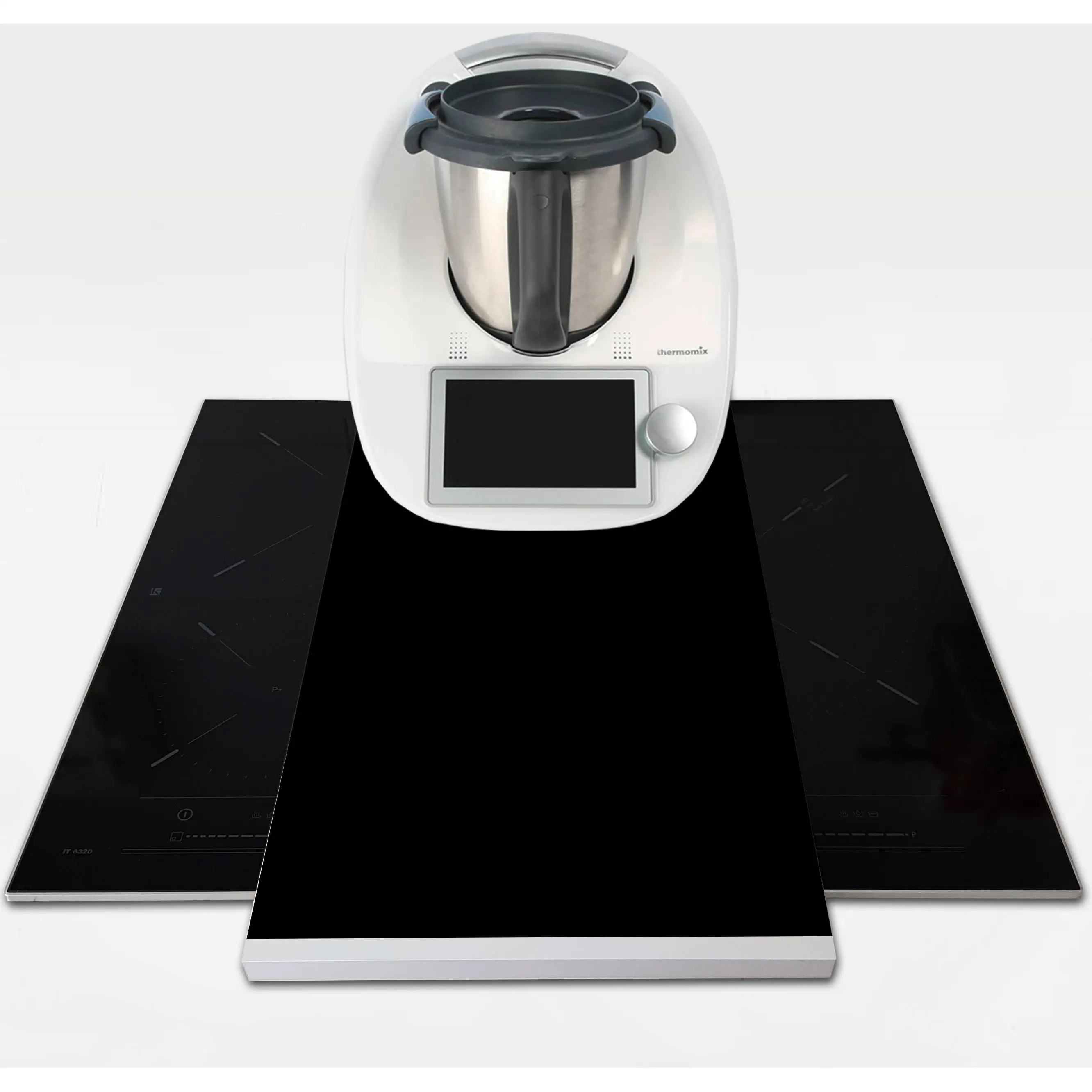 APCym - Tabla deslizante Negra Lisa Negra Vinilada para Robot de Cocina Thermomix, Monsieur Cuisine, Mambo, Aldi, Lidl,  Tamaño 60x30cm