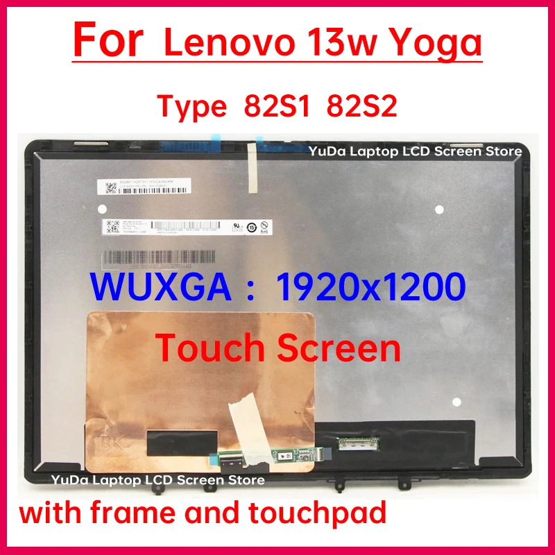 

13.3" Laptop LCD Touch Screen For Lenovo 13w Yoga Type 82S1 82S2 Display Digitizer + Frame Assembly Replacement WUXGA 1920x1200