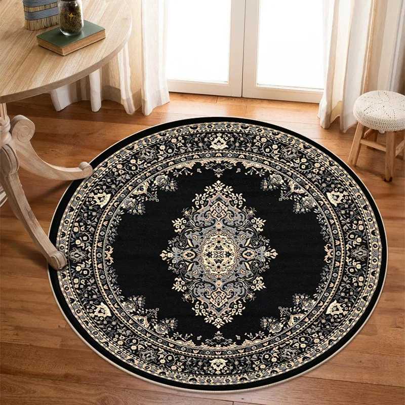 VIKAMA New Round Persian Living Room Rug Ethnic Style Full Spread Bedroom Bed Blanket Home Decoration Cloakroom Floor Mat