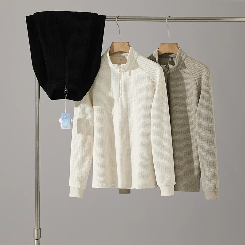 

Warm Static-Resistant Men's Wool Silk Sweatirt f-Zip Base irt Faionable Urban Sle Loose Fit Long Sve Busin Suit