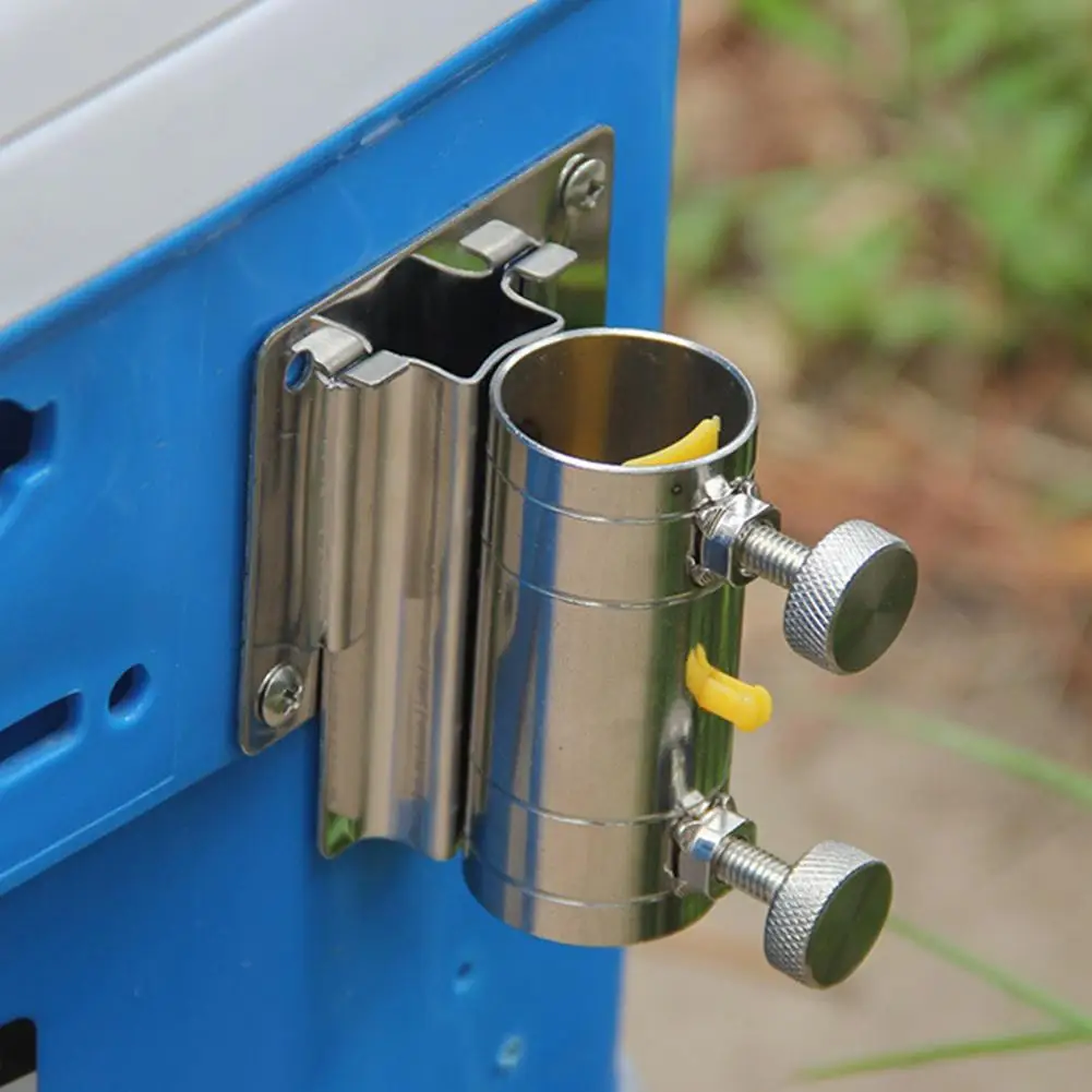 Adjustable Fishing Box Umbrella Stand Base with Stainless Steel Frame and Dual Screw Knobs for Stable Outdoor Umbrella Support ﻿