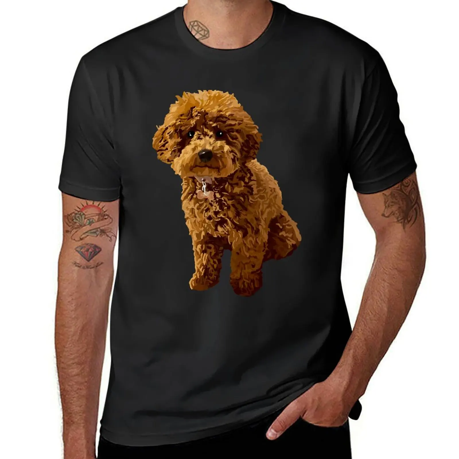 Camiseta de entrenamiento vintage para hombre, ropa de verano, color Beige, jengibre, el caniche de juguete