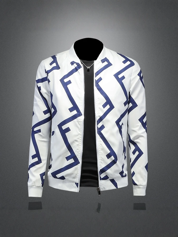 

Мужская демисезонная куртка с принтом и надписями, приталенная, с длинным рукавом, модная, повседневная, универсальная, тонкая, брендовая, больших размеров