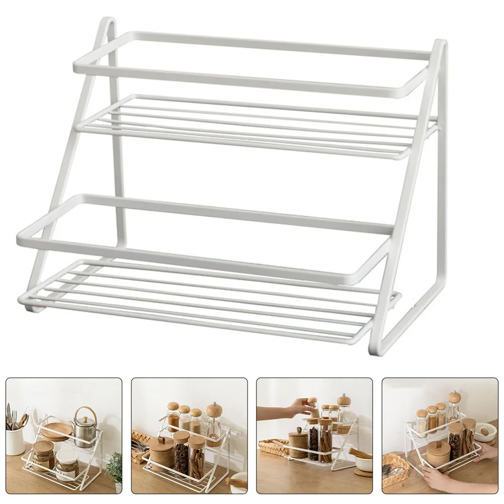 

Household Seasoning Bottle Rack Carbon Steel Kitchen Storage Shelf Multi-Functional Organizer Space-Saving Kitchen Storage