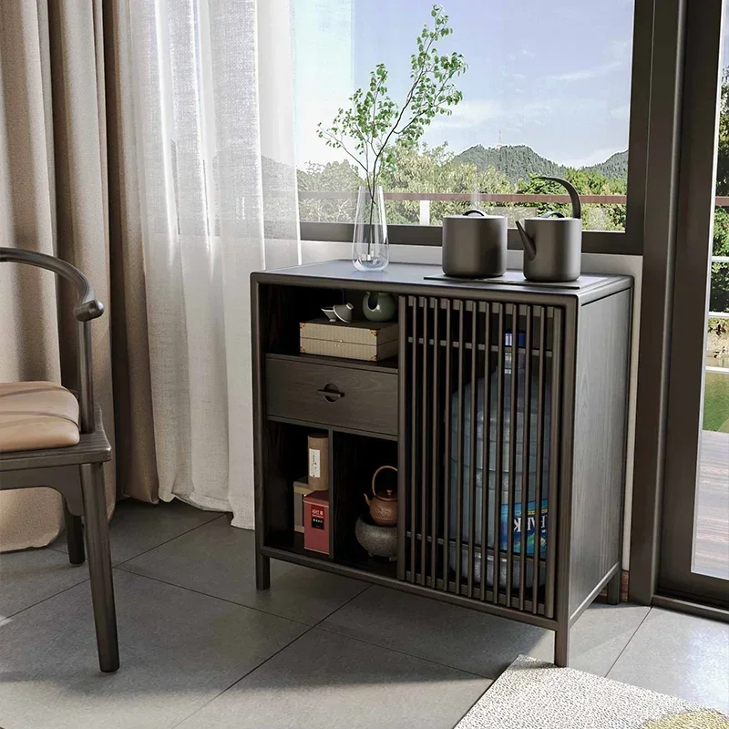 New Chinese-style Solid Wood Tea Cabinet Boiling Pine Wood Ash Wood Table Side Kettle Integrated Living Room Side