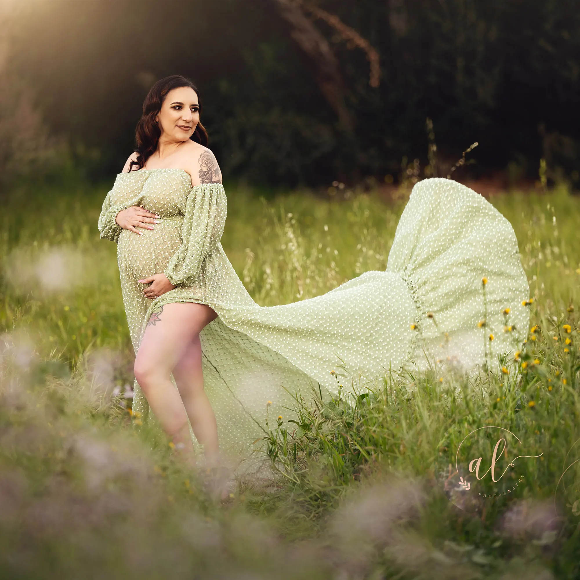 Don&Judy Bohemian Mommy And Me Maternity Photography Dress Set Mother Daughter Pregnancy Family Photo Shooting Outfit Party Gown