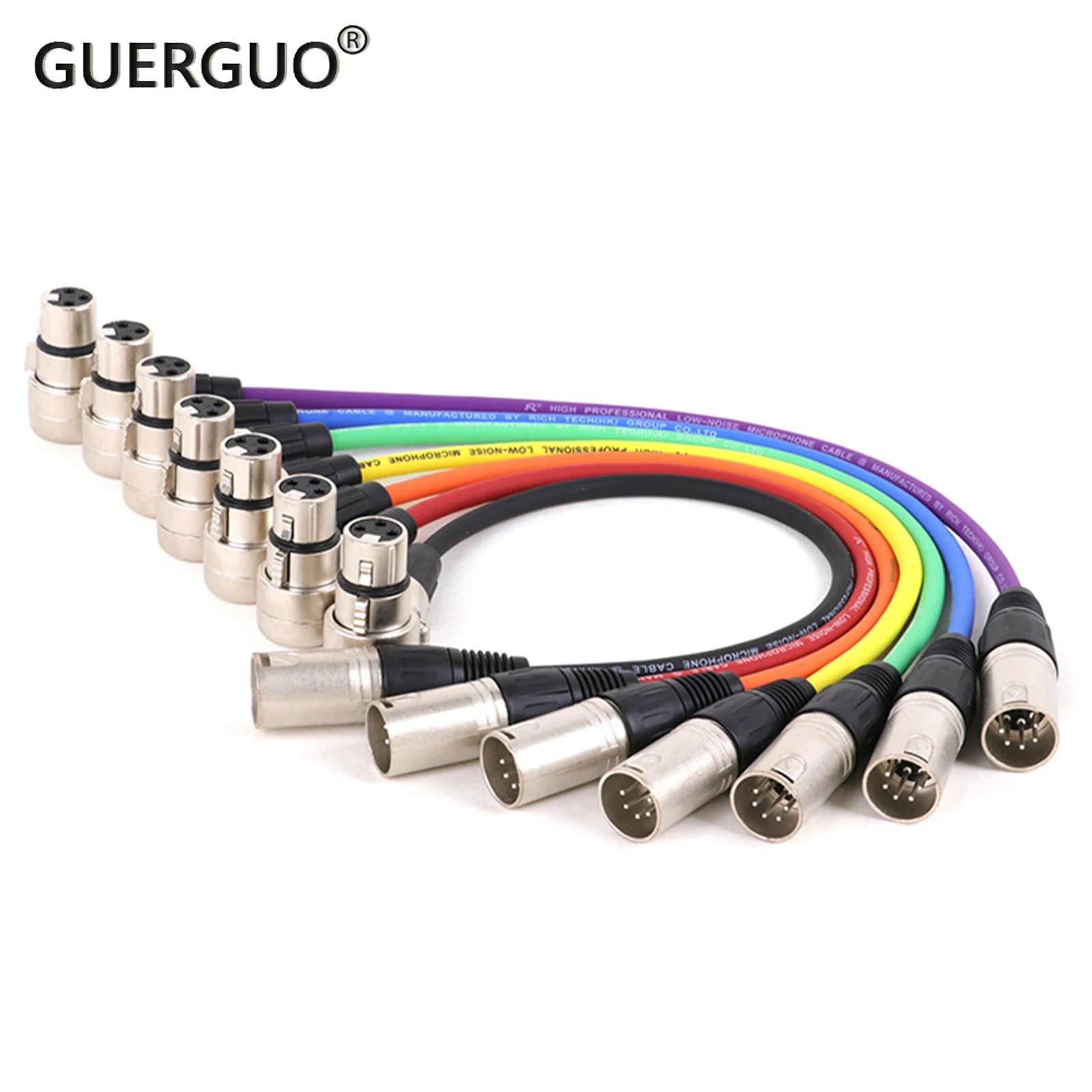 

5Pin to 3Pin XLR Colorful Cable,3PIN Right-Angle Female XLR to 5PIN Straight Male XLR, XLR Adapter Cable 0.3M-15M