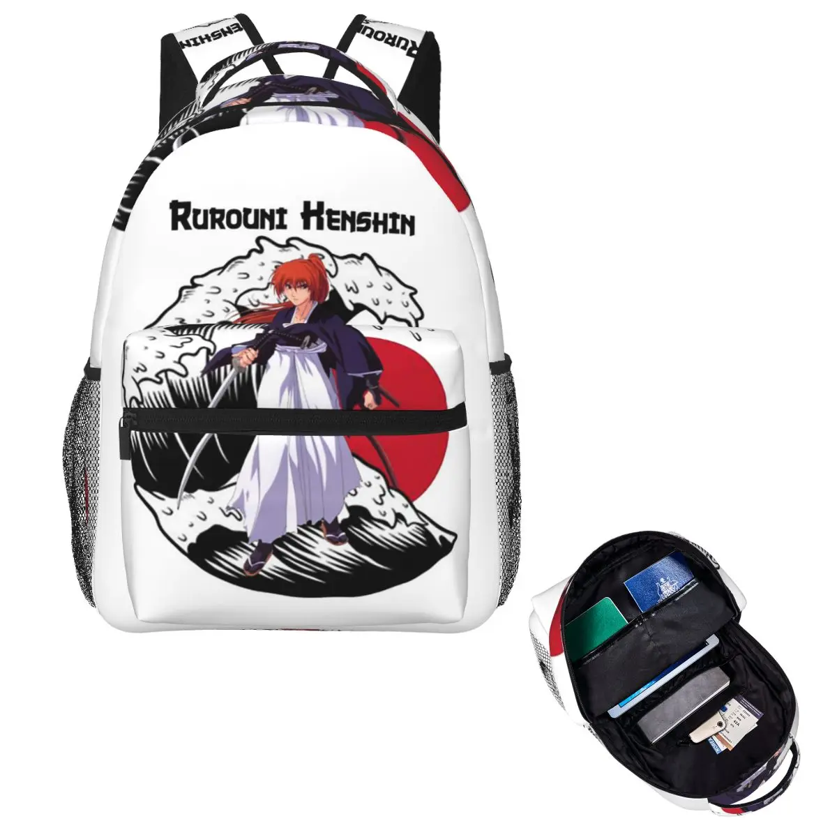 Rurouni Kenshin Samurai X Himura Anime Student Backpack School Bag Hiking Travel Daypack for Boys Girls Bookbag Shoulder Bags