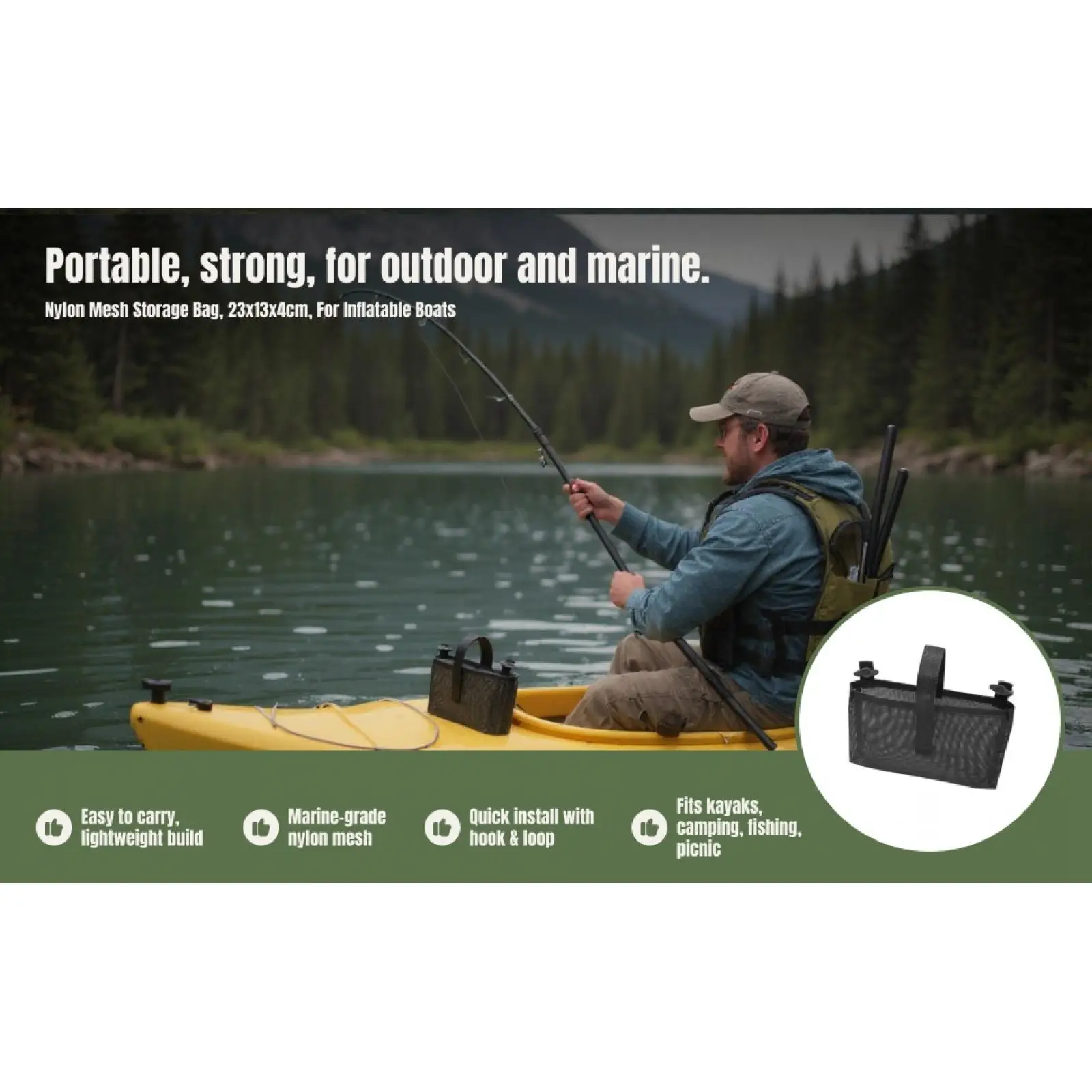 

Kayak Mesh Bag Marine Boat Storage Pouch Water Bottle Tackles Organizer