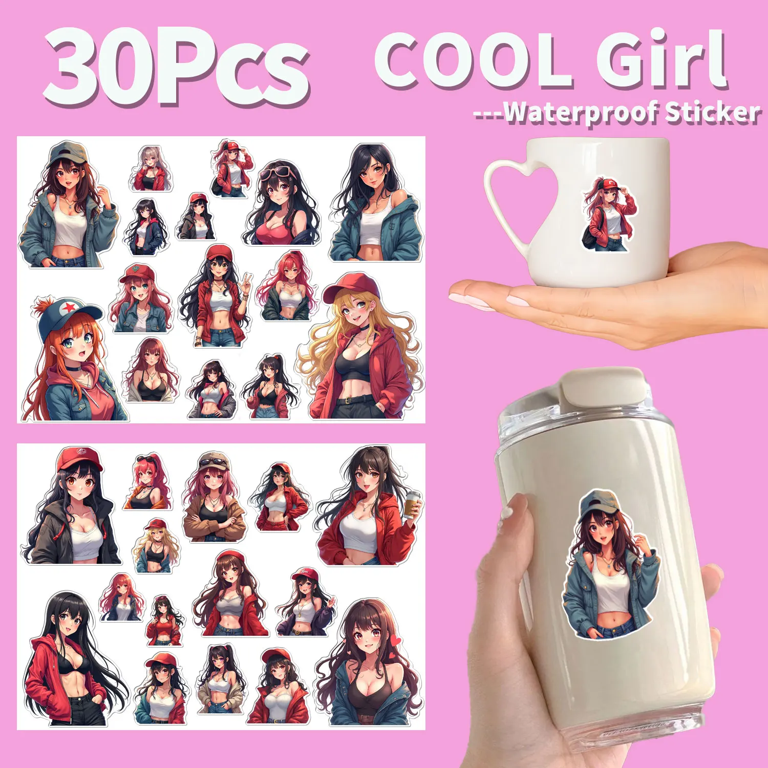 

30 шт./компл., нерегулярные водонепроницаемые наклейки для отдыха, уличных девочек, многоразовые/без остатков, DlY, украшения для рукоделия, этикетки для скрапбукинга в стиле Лолиты