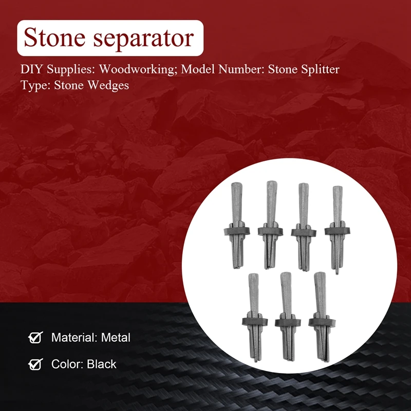 ABGG-7 Set nuevo divisor de piedra 9/16 pulgadas cuñas de enchufe de Metal y cuñas de plumas divisores de roca de hormigón herramienta de mano